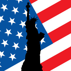statue of liberty on use flag illustration