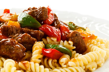 Pasta with meat and vegetables