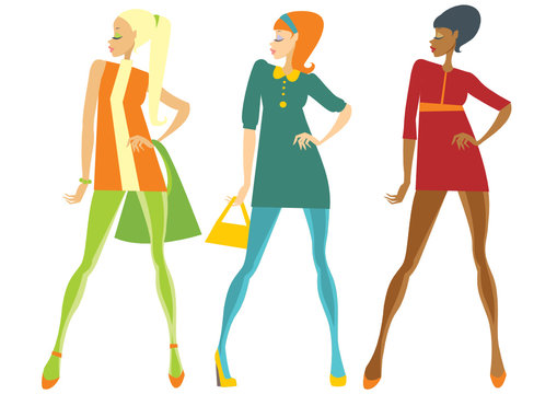 Sixties Style Fashionable Girls