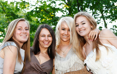 Portrait happy young and attractive girlfriends