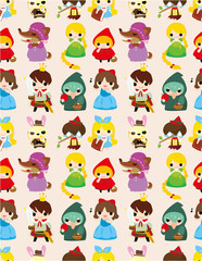 cartoon story people seamless pattern