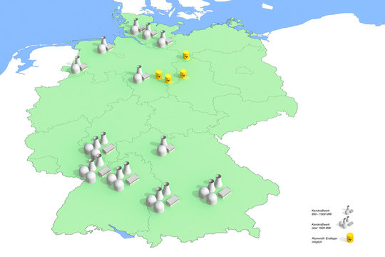 Atomkraftwerke in Deutschland 2011, Quelle: Bundesumweltamt