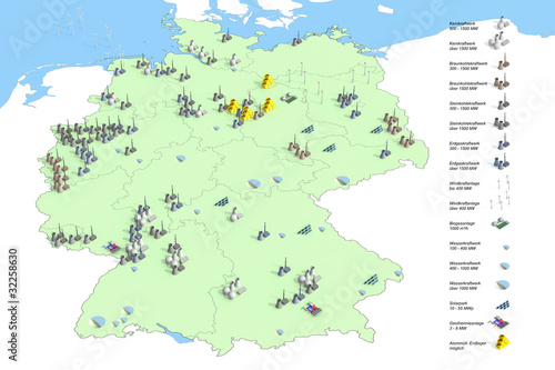 "Kraftwerke in Deutschland 2011, Quelle: Bundesumweltamt" Stockfotos