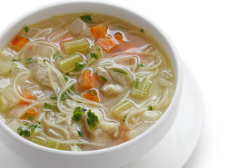 chicken noodle soup , cold and flu fighting soup