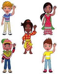 Tuinposter Children in the world. Cartoon and vector isolated characters. © ddraw