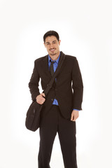 Man in suit with smile and bag