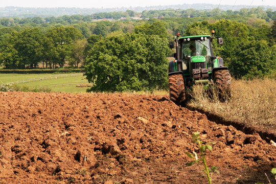 Tractor ploughing