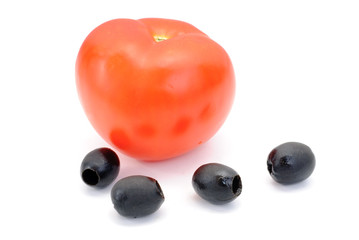 tomatoe  and Olives isolation on  white