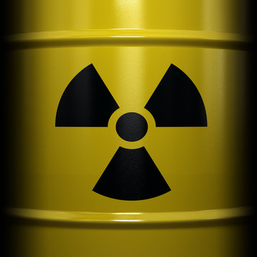 Radioactive Symbol on barrel with nuclear waste inside