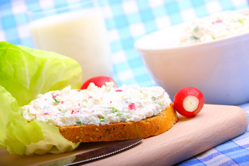 Delicious diet breakfast made from cottage cheese