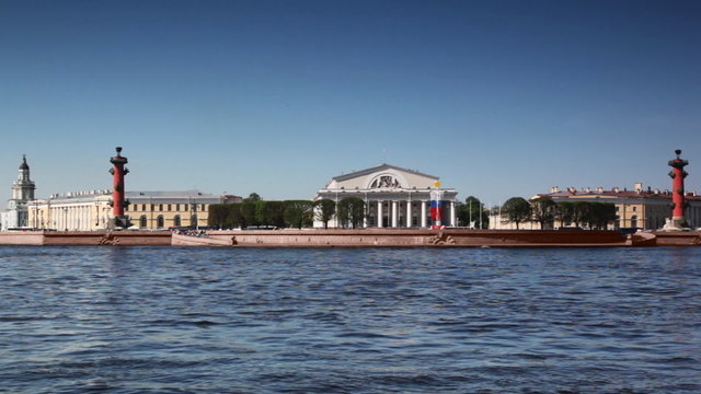 panorama of Basil Island on River Neva in St Petersburg
