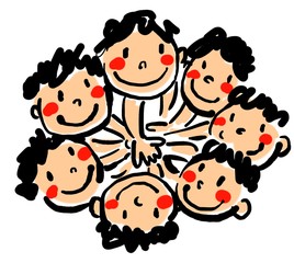 手を合わせる仲間