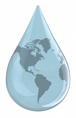 Water droplet with World Map