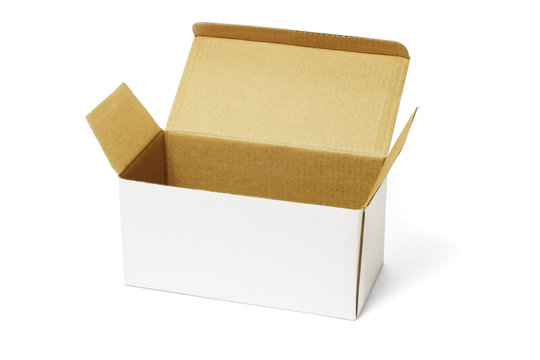 Open white carton box