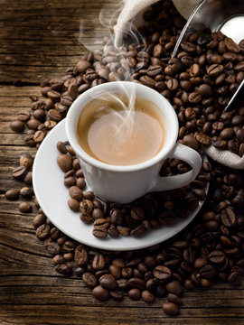 Fototapeta hot  coffee - caffe fumante