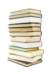 big stack of books in hard cover, isolated