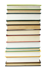 big stack of books in hard cover, isolated