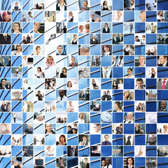 A collage of business images with young and smart people