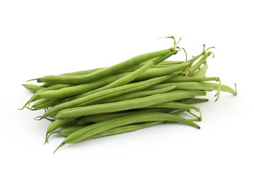 green beans on white background
