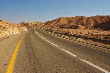 Desert road om the way to the Dead sea, Israel