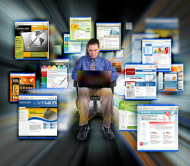 Business man Surfing Internet Web Sites
