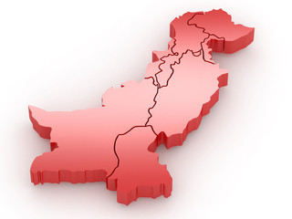 Three-dimensional map of Pakistan