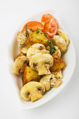 Champignon mushrooms wit baked potato
