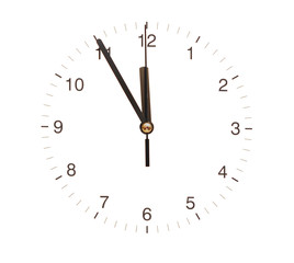 Fototapeta na wymiar wall clock isolated on white background showing time