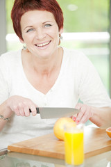 Woman with fruit