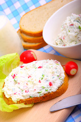 Delicious diet breakfast made from cottage cheese