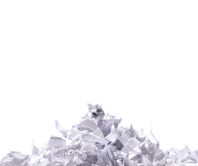 Pieces of shredded paper isolated on a white background