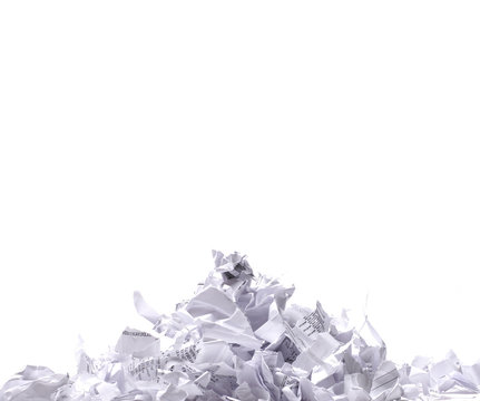 Pieces Of Shredded Paper Isolated On A White Background