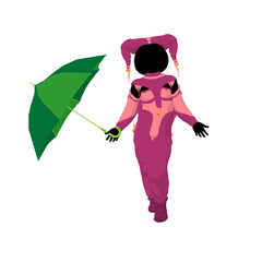 Female Tween Clown Illustration Silhouette © Kathy Gold