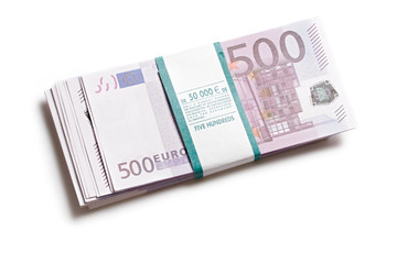 Pile of euros isolated on white background