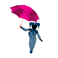 Female African American Tween Clown Illustration Silhouette © Kathy Gold