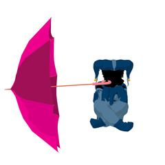 Female African American Tween Clown Illustration Silhouette © Kathy Gold