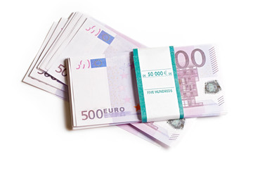 Pile of euros isolated on white background