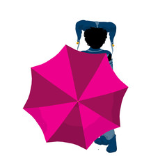 Female African American Tween Clown Illustration Silhouette © Kathy Gold