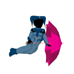 Female African American Tween Clown Illustration Silhouette © Kathy Gold