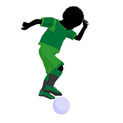 Fototapeta na wymiar African American Male Tween Soccer Player Illustration Silhouett