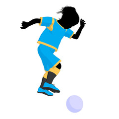 Fototapeta na wymiar Female Tween Soccer Player Illustration Silhouette