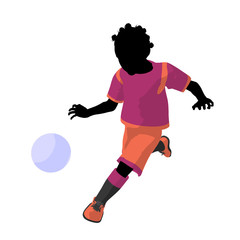 Fototapeta na wymiar African American Female Tween Soccer Player Illustration Silhoue