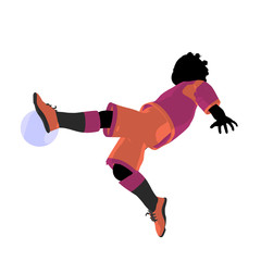 African American Female Tween Soccer Player Illustration Silhoue