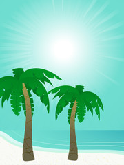 Fototapeta na wymiar Tropical palm trees and beach