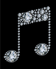 Diamond Music Note on black background © Millisenta