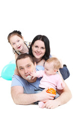 Happy family with two children