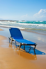 Beach in Greek, lonely plank bed