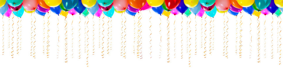 seamless colourful balloons with streamers for party or bithday