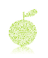 go green eco pattern apple on white backdrop