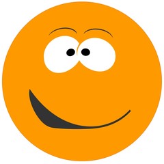 Smiley orange : Sourire en coin